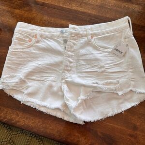 Free People White Denim Shorts Size 27